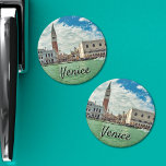 Venice Grand Canal Doge's Palace Piazza san Marco Magnet<br><div class="desc">A wonderful view of Venice (Italy) from the Grand Canal. In this fridge magnet,  you can see the Doge's Palace on the right,  Piazza San Marco in the middle,  and the St. Mark's Campanile slightly to the left.</div>