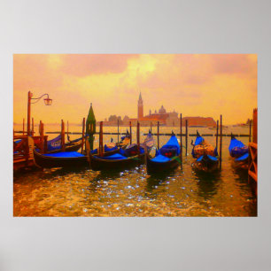 Venice Grand Canal & Gondolas Italy Travel Artwork Poster