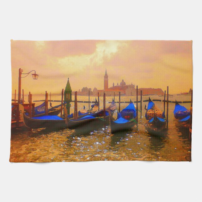 Venice Grand Canal & Gondolas Italy Travel Artwork Towel (Horizontal)