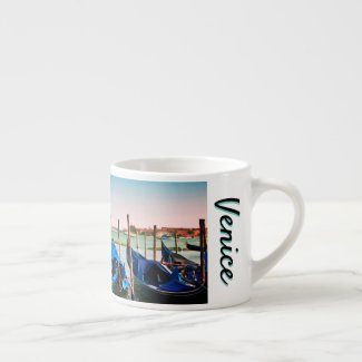 Venice Grand Canal with blue iconic gondolas
