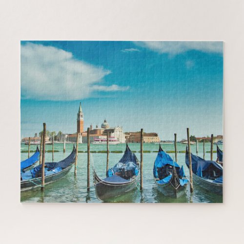 Venice Grand Canal with blue iconic gondolas Jigsaw Puzzle