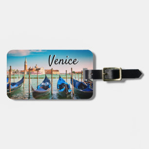 Venice Grand Canal with blue iconic gondolas Luggage Tag