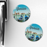 Venice Grand Canal with blue iconic gondolas Magnet<br><div class="desc">A wonderful view of Venice (Italy) and the Grand Canal. 
In this fridge magnet,  you can see some blue elegant Gondolas,  the famous boat that is one of the most iconic symbols of Venice.</div>