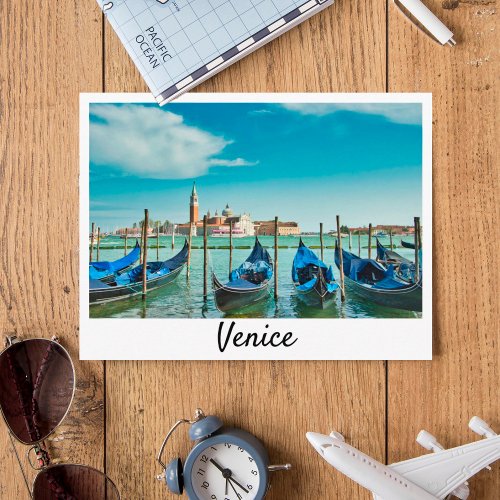 Venice Grand Canal with blue iconic gondolas Postcard