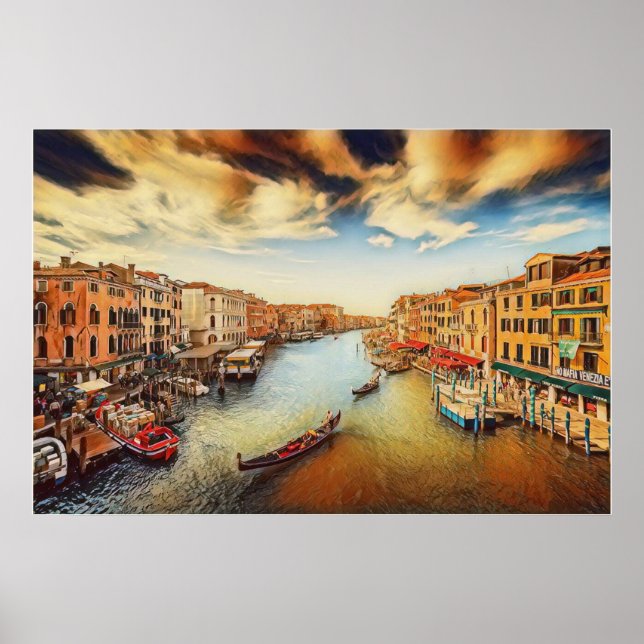 Venice grand canal with gondolas poster (Front)