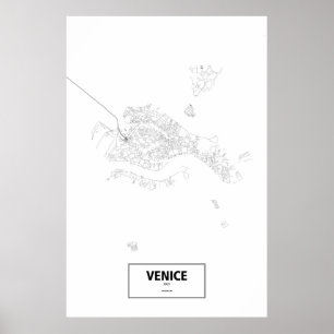 Venice (Island), Italy (black on white) Poster