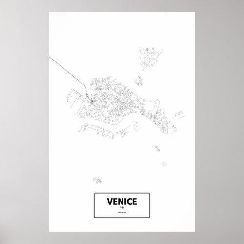 Venice Island Italy black on white Poster