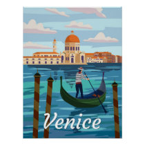 Venice Italia Travel Poster retro style