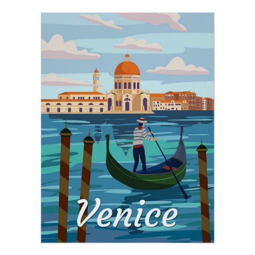 Venice Italia Travel Poster retro style