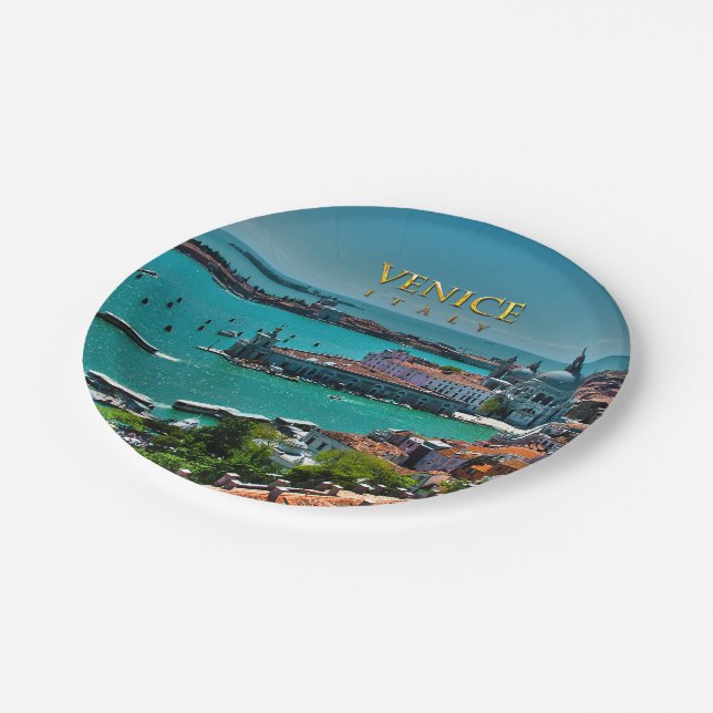 Venice, Italy - Aerial View Paper Plates (Angled)