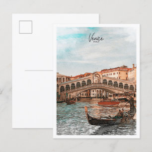 Venice Italy Beautiful Color Sketch Landscape Postcard