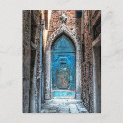 Venice Italy  Blue Door Post Card