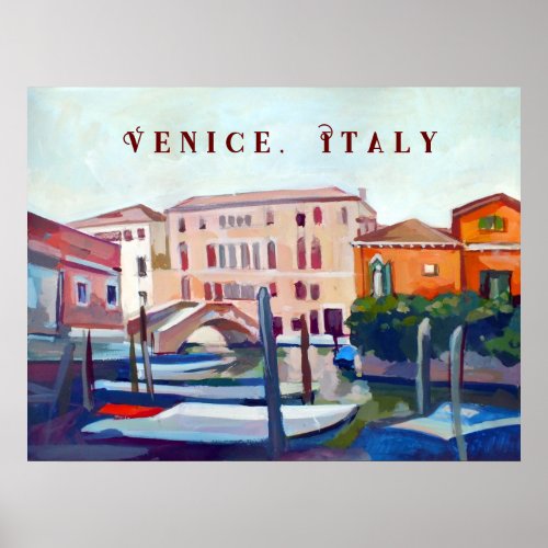 Venice Italy _ Boats in Dorsoduro Poster