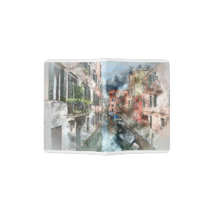Venice Italy Boats in the Canal Passport Holder