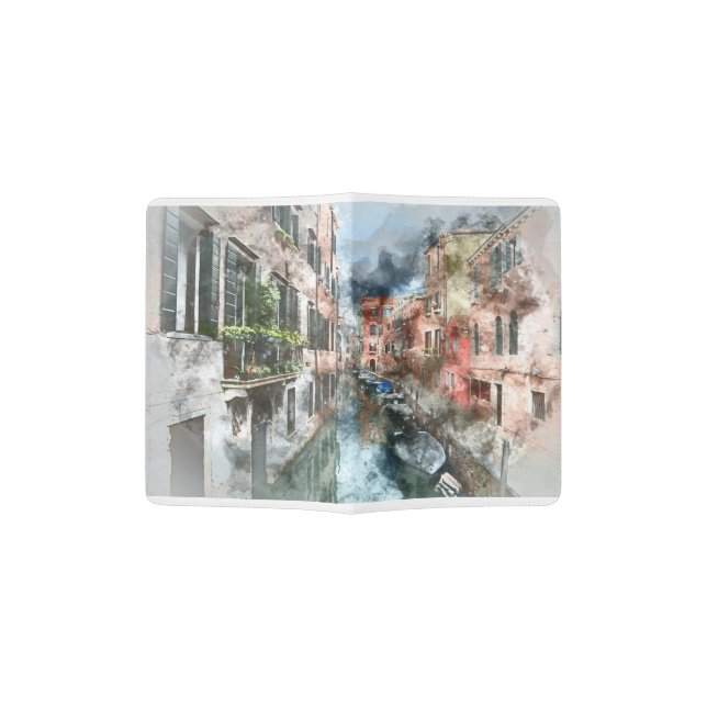 Venice Italy Boats in the Canal Passport Holder (Opened)