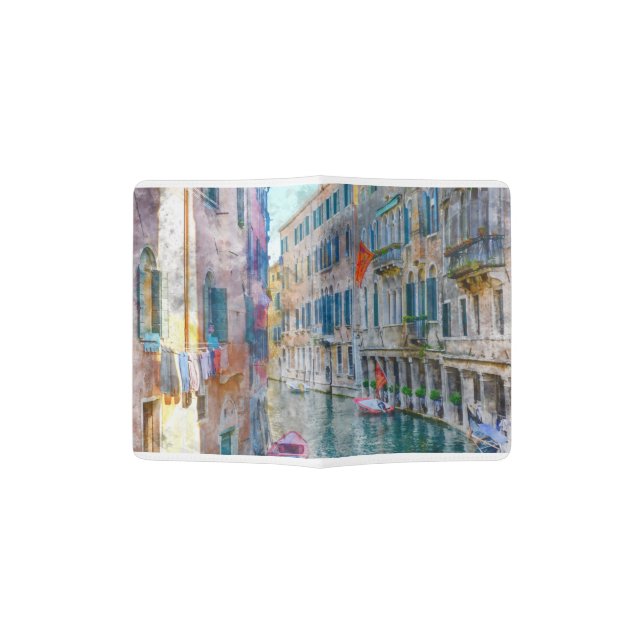 Venice Italy Boats in the Grand Canal Passport Holder (Opened)