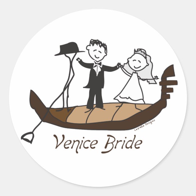 Venice Italy Bride Classic Round Sticker (Front)