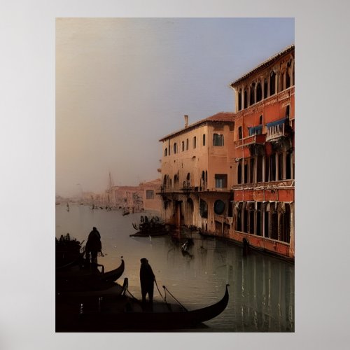 Venice Italy Canal and Gondolas Painting Poster