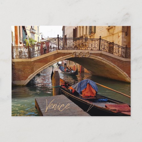 Venice Italy Canal Boat Travel Postcard