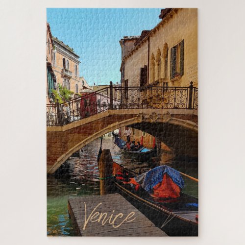 Venice Italy Canal Bridge Boat Travel Jigsaw Puzzle