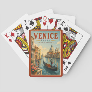 Venice Italy Canals Illustration Travel Art Retro Poker Cards