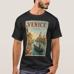 Venice Italy Canals Illustration Travel Art Retro T-Shirt
