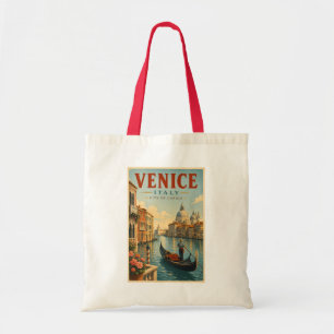 Venice Italy Canals Illustration Travel Art Retro Tote Bag