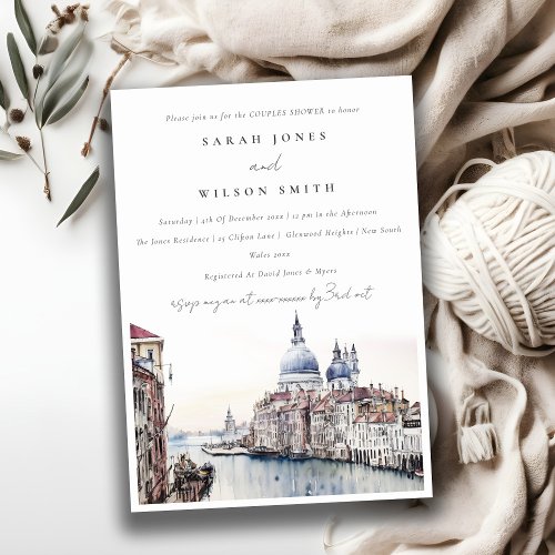 Venice Italy Canals Watercolor Couples Shower Invitation