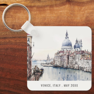 Venice Italy Canals Watercolor Italian Travel Keychain