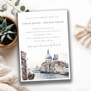 Venice Italy Canals Watercolor Rehearsal Dinner Invitation
