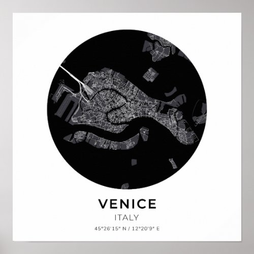 Venice Italy Circle Map Poster