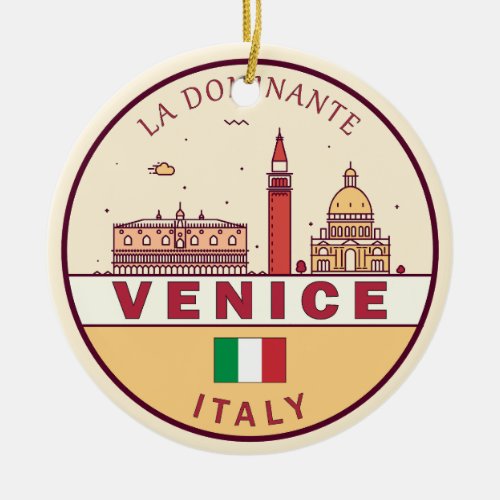Venice Italy City Skyline Emblem Ceramic Ornament