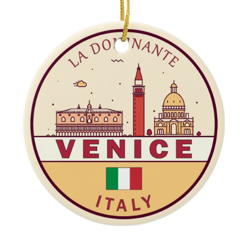 Venice Italy City Skyline Emblem Ceramic Ornament