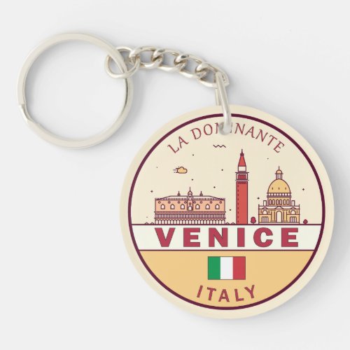Venice Italy City Skyline Emblem Keychain