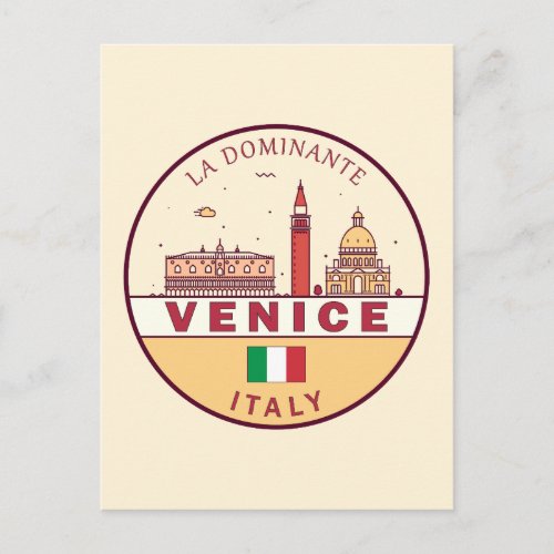 Venice Italy City Skyline Emblem Postcard