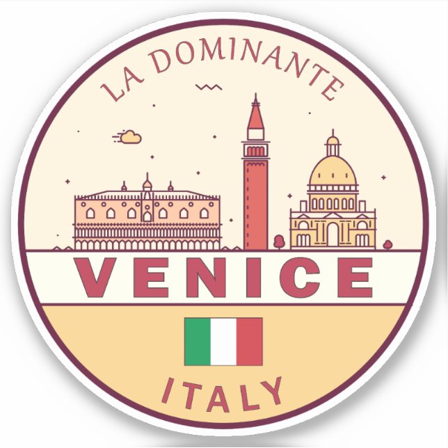 Venice Italy City Skyline Emblem Sticker (Front)