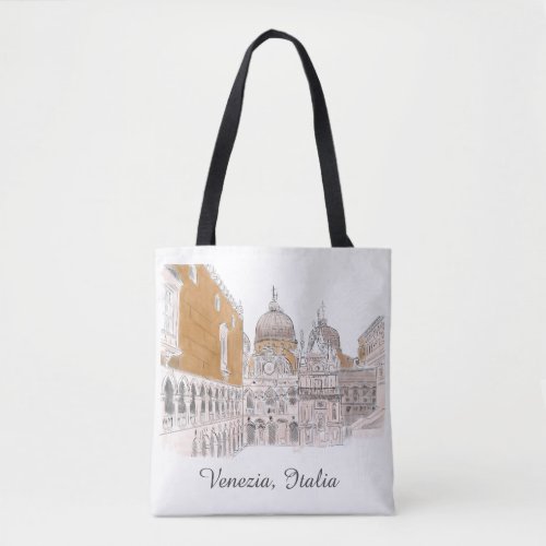 Venice Italy Classic Colorful Line Drawing Tote Bag