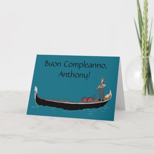Venice, Italy Gondola and Gondolier Birthday Card (Front)