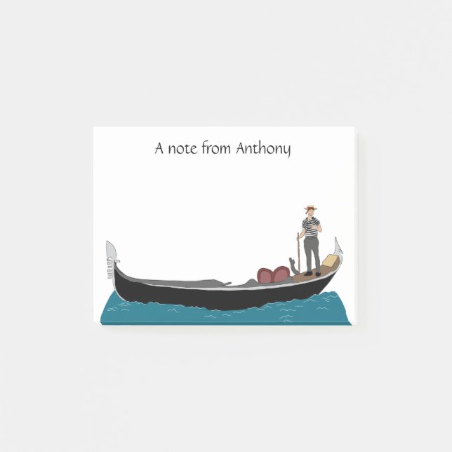 Venice, Italy Gondola and Gondolier Personalized Post-it Notes (Front)