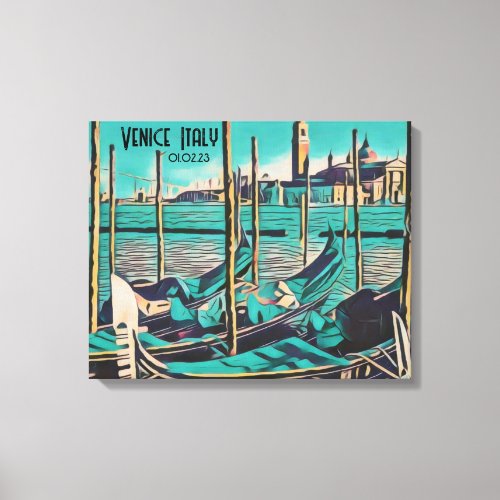 Venice Italy Gondola Art Customize Words and Date Canvas Print