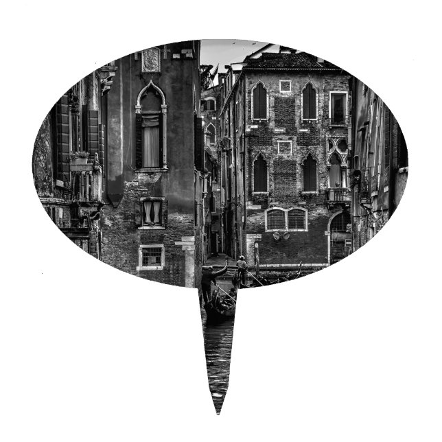 Venice italy gondola boat canal cake topper (Front)