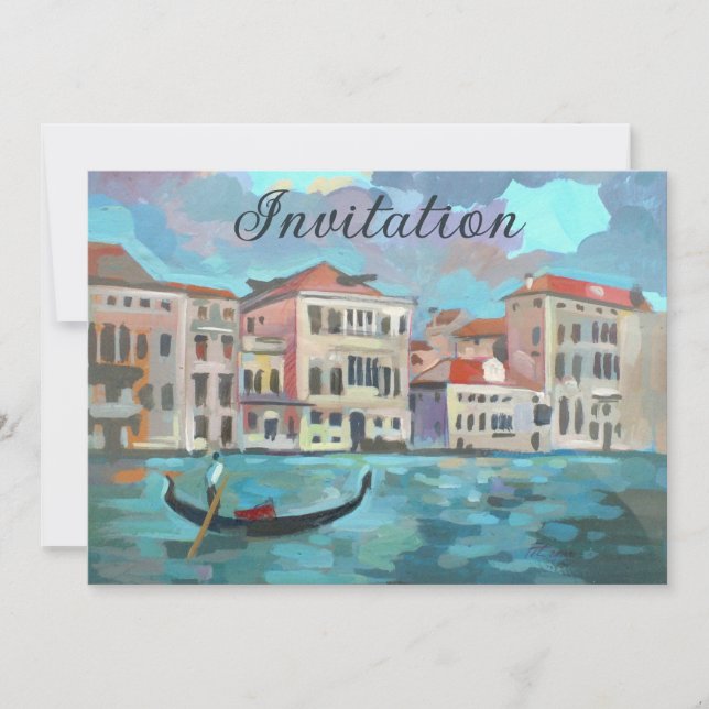 Venice, Italy - Gondola Boat Traghetto Invitation (Front)