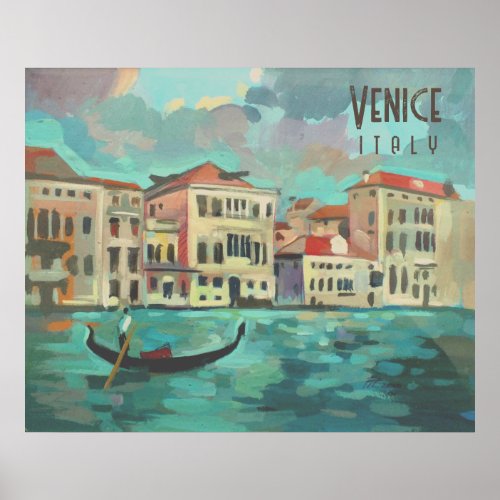 Venice Italy _ Gondola Boat Traghetto Poster