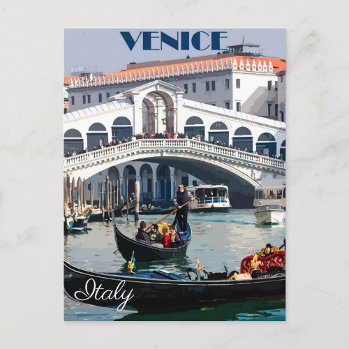 Venice Italy Gondola Boat Vintage Travel Postcard