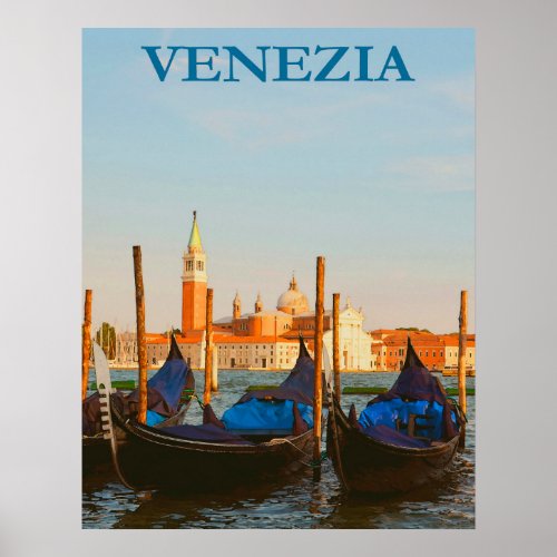 Venice Italy Gondola Boat Vintage Travel Poster