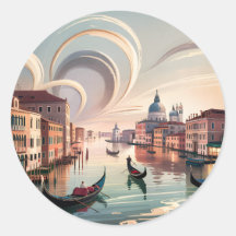 Venice Italy Gondola Canal Watercolor Retro Travel