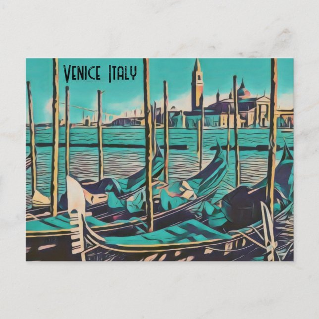 Venice Italy Gondola Stylized Photo Postcard (Front)