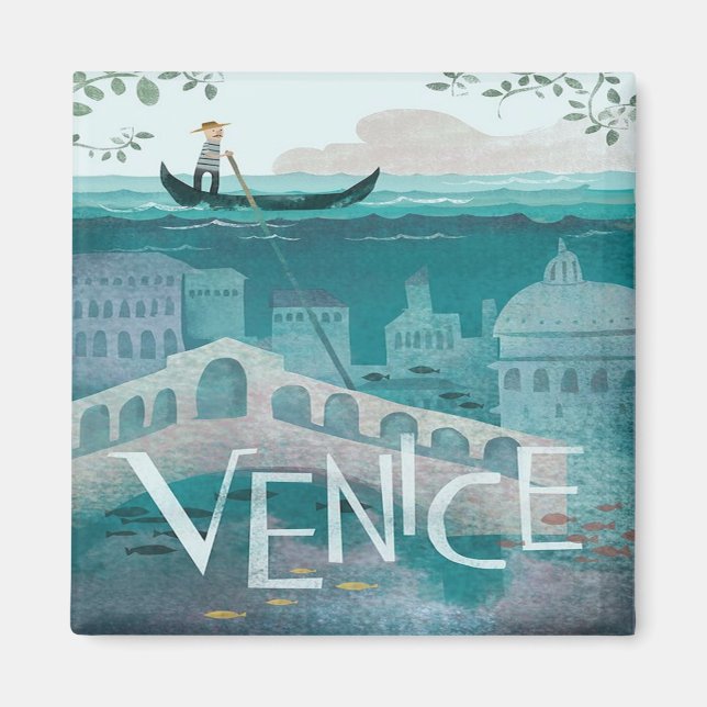 venice Italy Gondola travel retro post Magnet (Front)