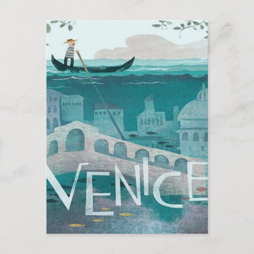 venice Italy Gondola travel vacation retro post Postcard