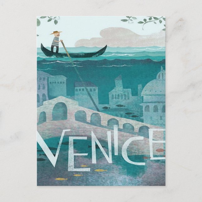 venice Italy Gondola travel vacation retro post Postcard (Front)